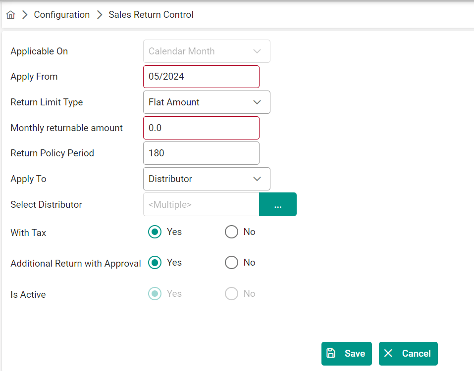 Botree Sales Returns Control