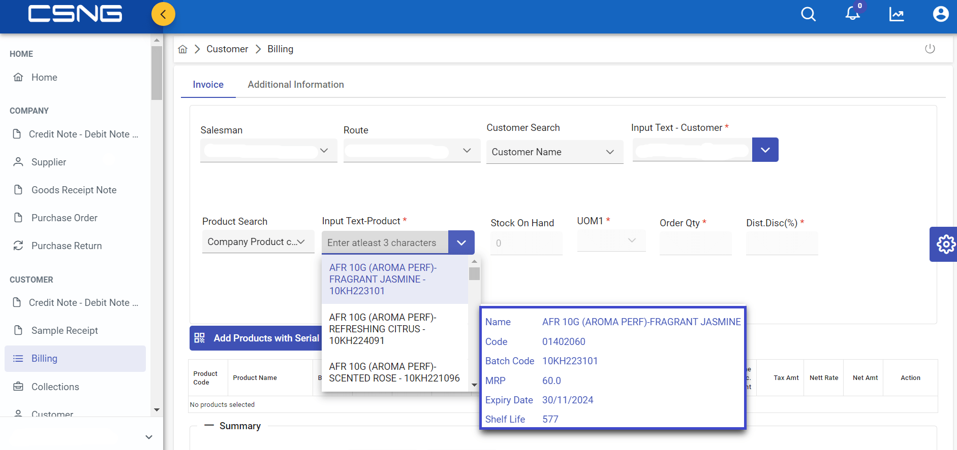 Botree Shelf life billing